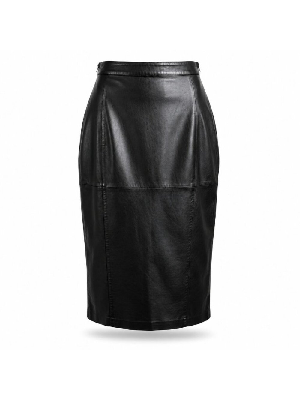 Private Collection Womens Black Leather Pencil Midi Skirt Timeless Style Size 8